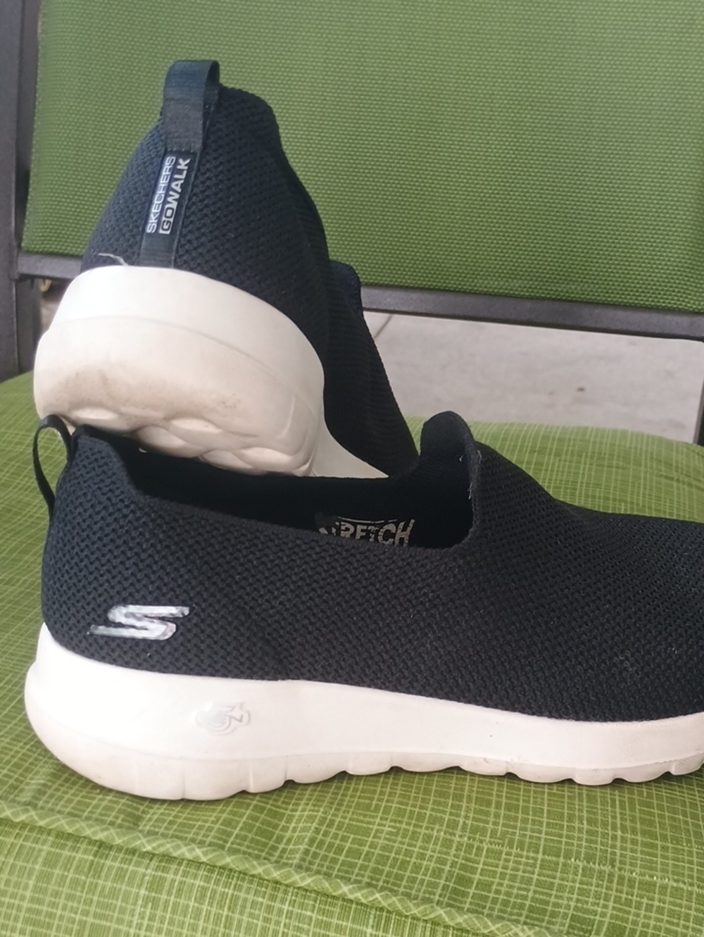 Skechers Black Slip-On Mesh Sneakers with White Sole